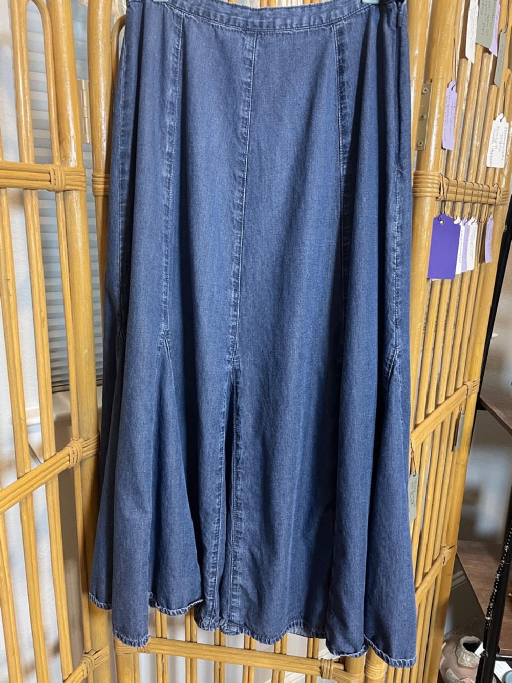 Coldwater Creek Denim A-Line Maxi Skirt in Dark Blue